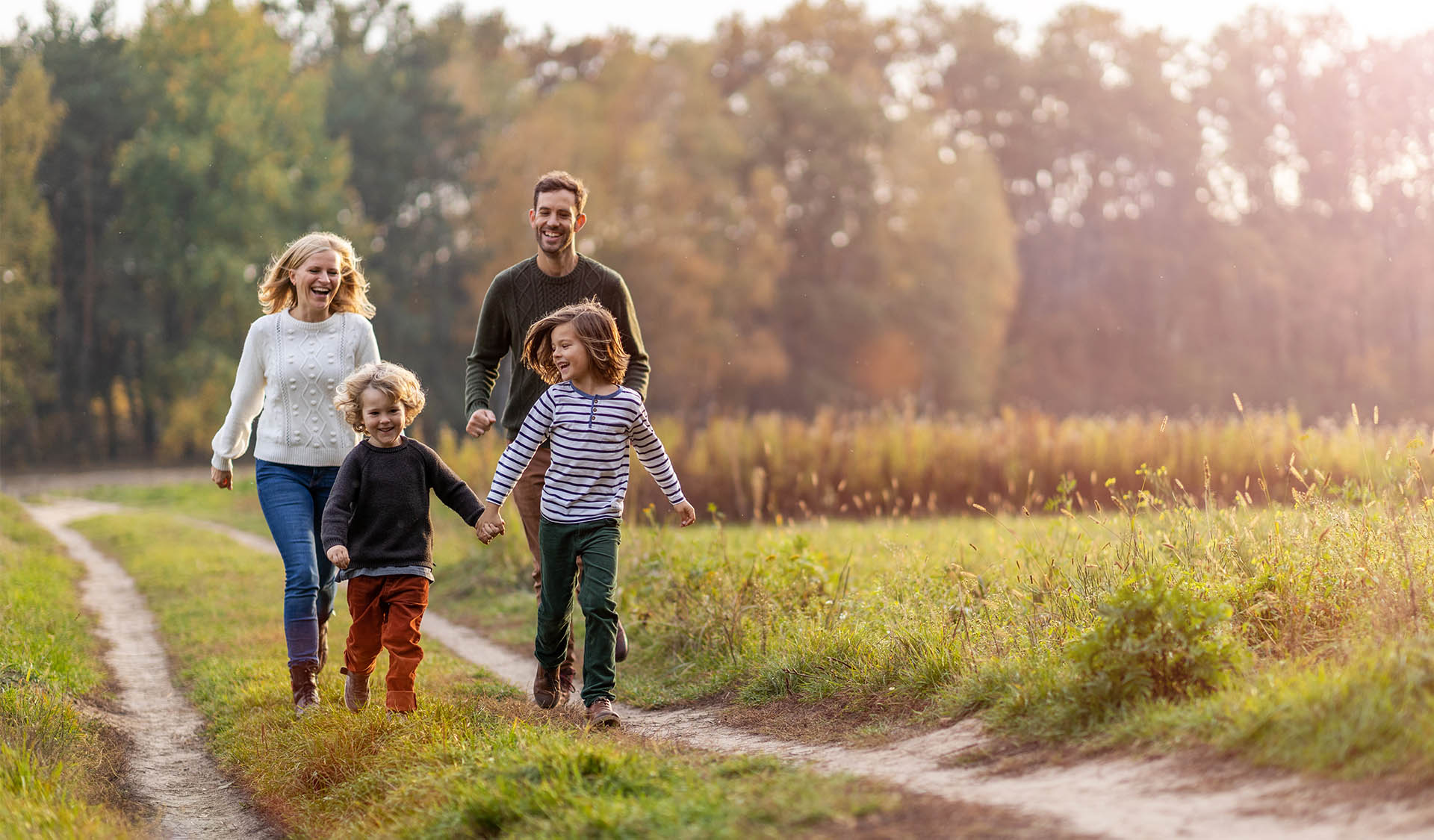 Young family having fun outdoors