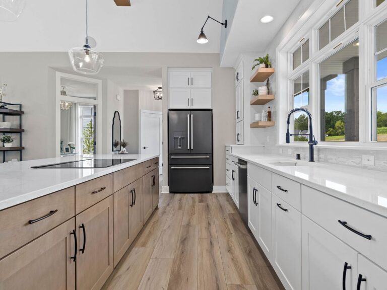 The Kenzie at Redford Hills, modern kitchen with light and dark cabinetry