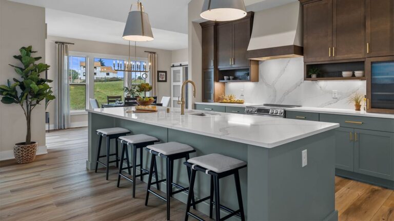 The Lexi at Fox River Falls, modern kitchen with island and seating