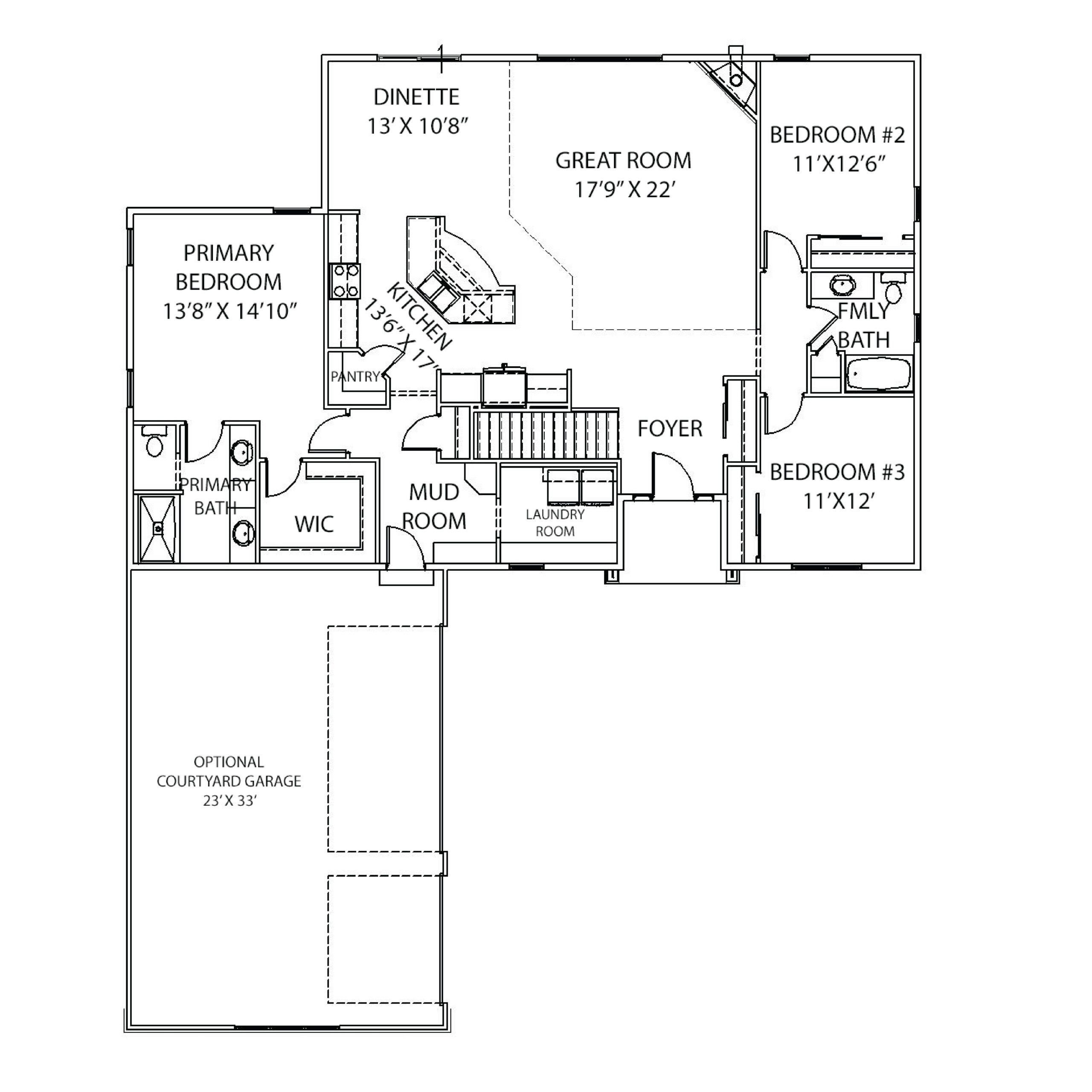 The Hadley Courtyard Garage Floor Plan