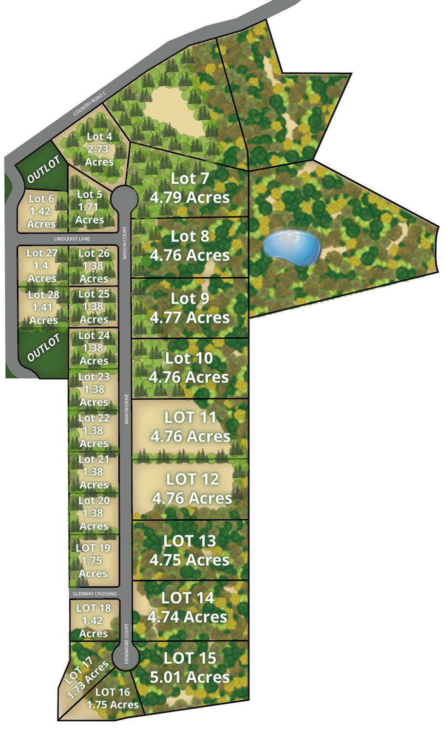 Plat map of subdivision Cedar Creek Estates in Polk, Wisconsin