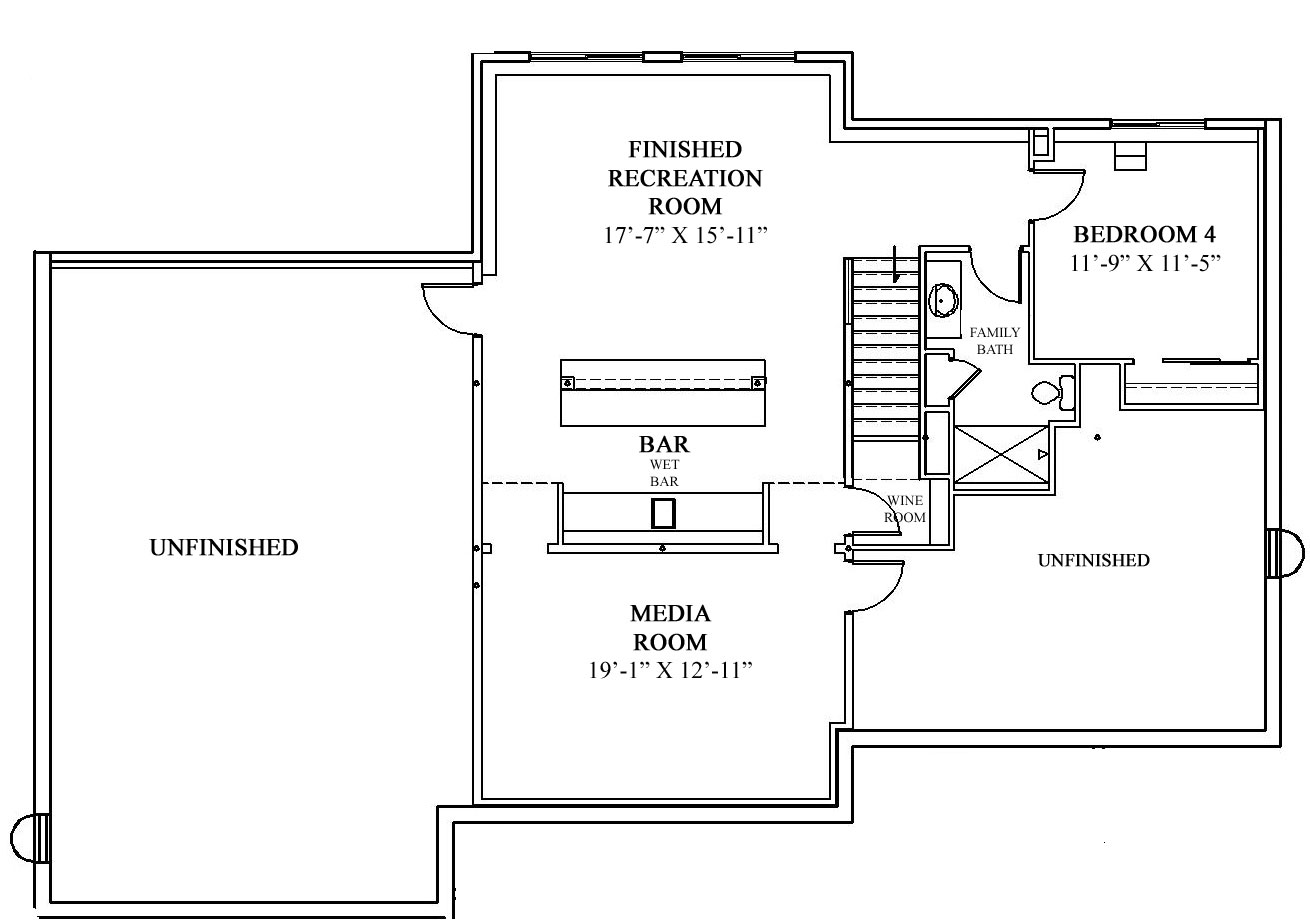 The Harper model by Demlang Home Builders - Lower Level Floor Plan