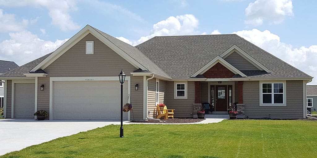 Outside view of the front of the Carrington II model home