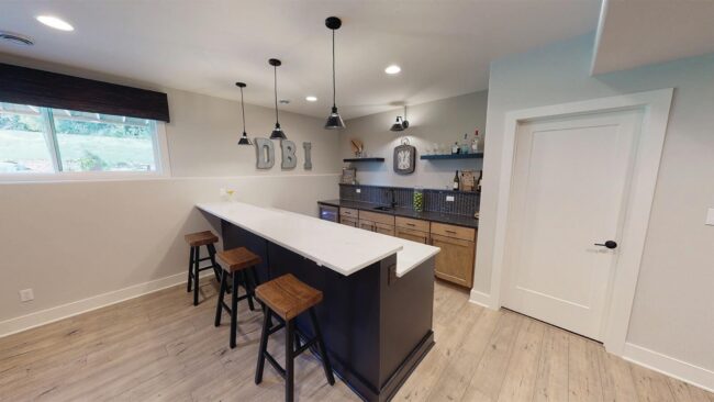 Lower level bar at Demlang Home Builder's model The Jenna at Stone Ridge of Merton